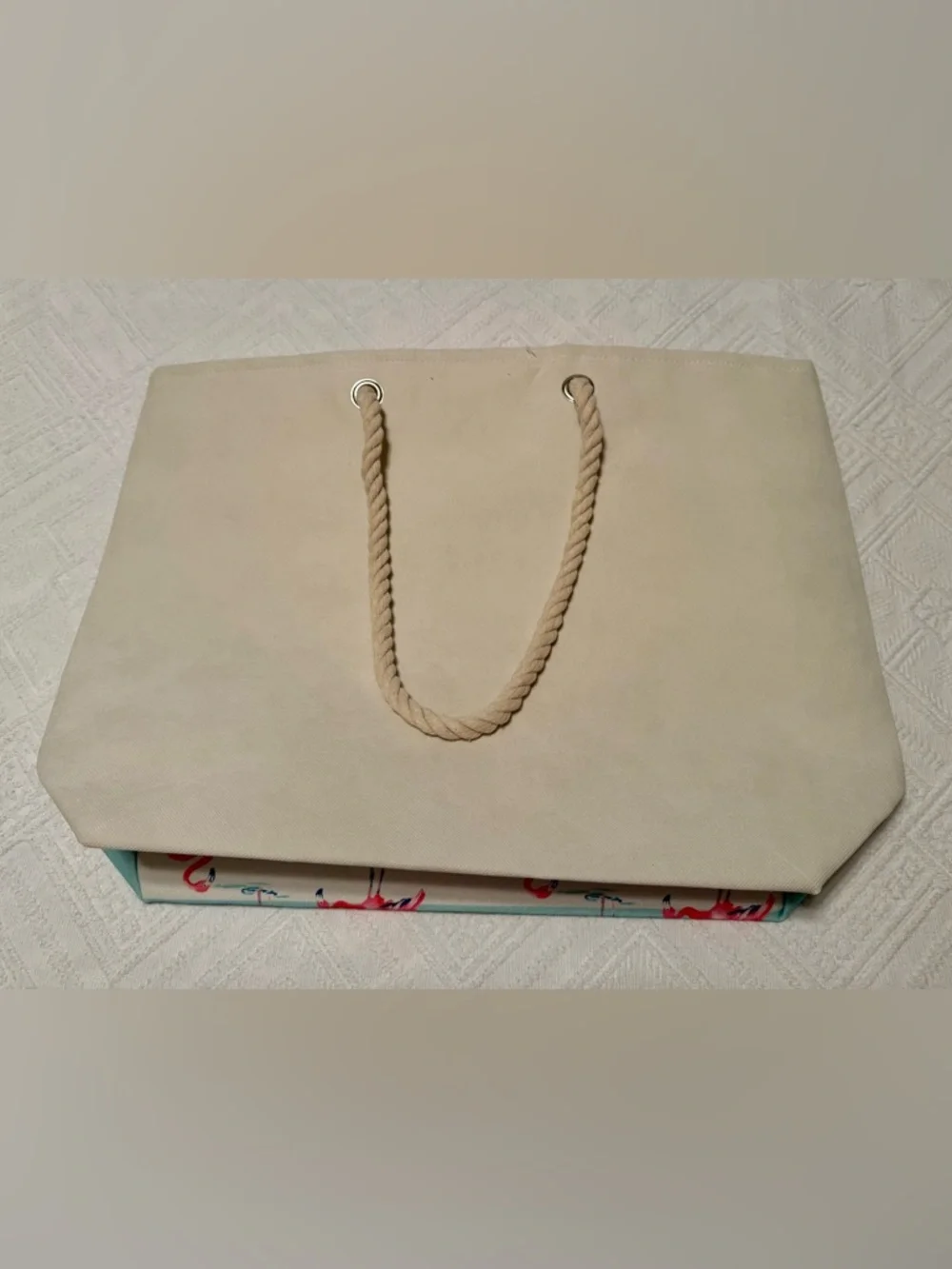 Tote bag - beach tote - flamingo - brand new w/ detached tags. 16”hx21”w - Picture 5 of 15
